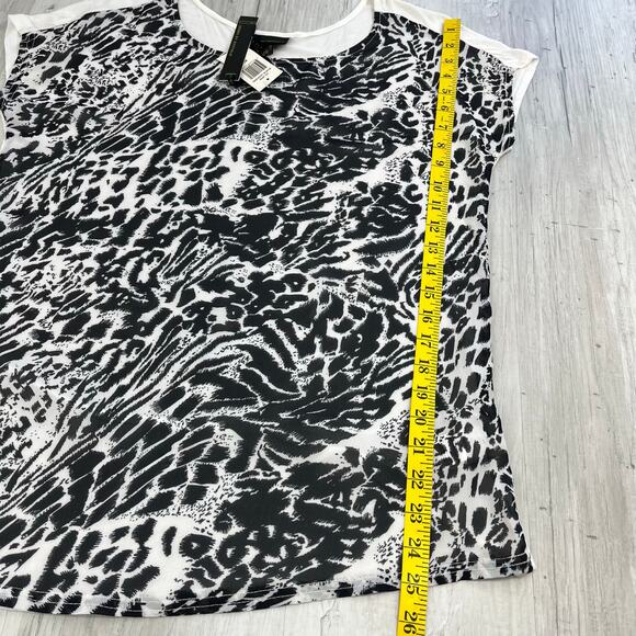 Jeans By Buffalo Short Sleeve Black Leopard Animal Print Sheer Light Blouse - Picture 9 of 9